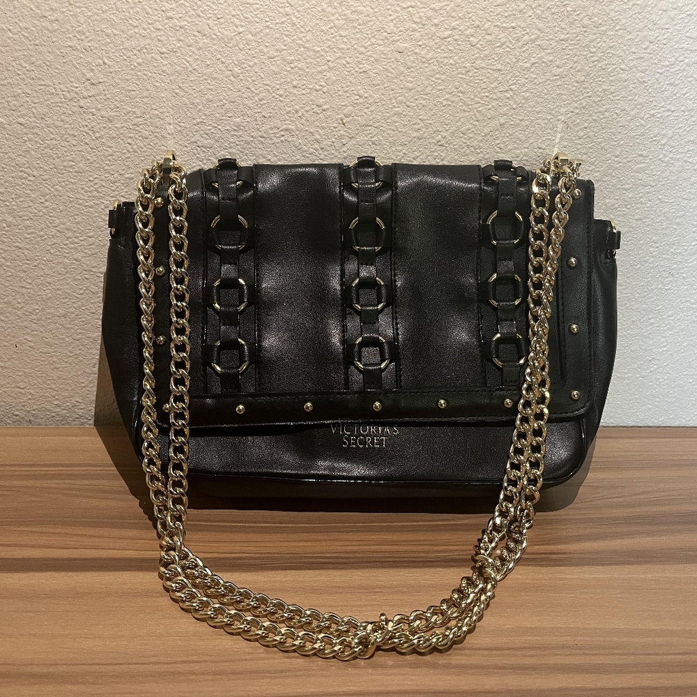 Black Victoria Secret Clutch - Gold Chain